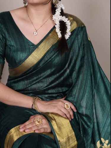 Dark Green Premium Raw Silk