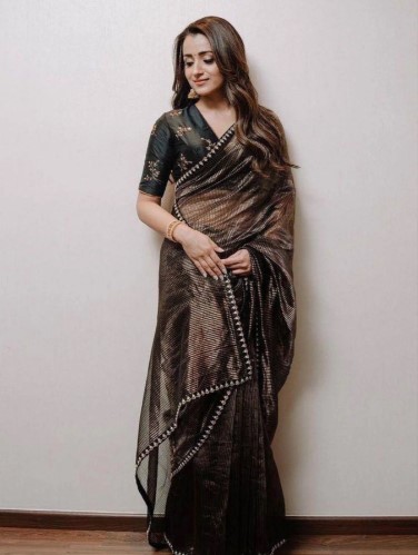 Designer Tissue Saree with Embroidered Blouse