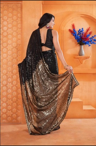 Black Gold Georgette Saree