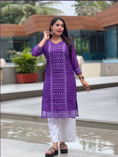 Premium Georgette Chikankari Kurti