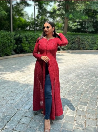 Faux Georgette Lucknowi Chikankari Kurti