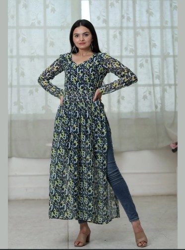 Designer Georgette Nyra Cut Kurti