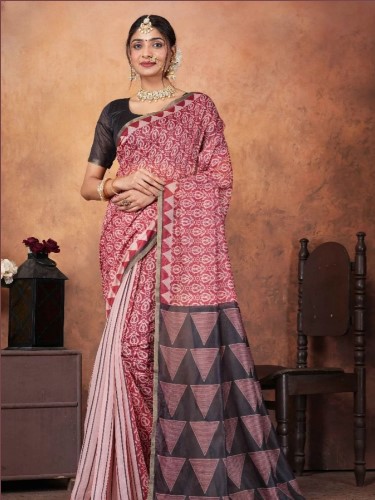 Premium Chanderi Silk Saree with Artistic Digital Print