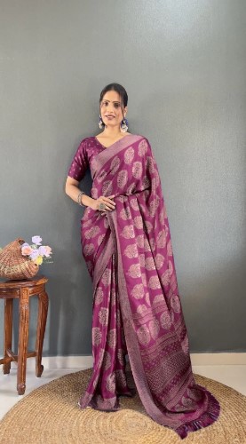 Soft Moss Silk Printed Saree