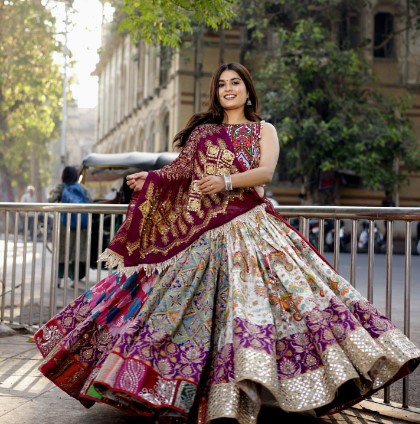 Multicolor Muslin Cotton Lehenga Choli